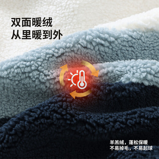 Mini wooden cabin children's sherpa jacket autumn and winter boys and girls small stand-up collar jacket children's warm tops navy 90