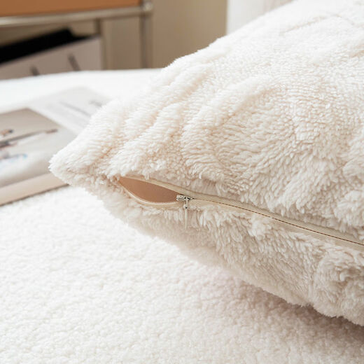 FANCYCHICins style pillow color double-sided cream pillowcase 50x50 living room sofa square velvet cushion with core cushion TF Khaki 40X40 (pillowcase + pillow core)