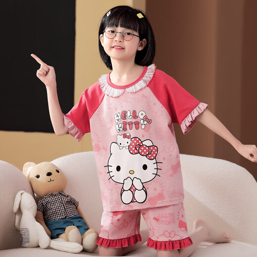 
Manido Summer Children's Kulomi Pajamas Thin Cartoon Set Little Girl Pure Cotton Short Sleeve Girls Home Cotton M6636 Women [Double Short] 100cm 8 size recommended 100-105cm