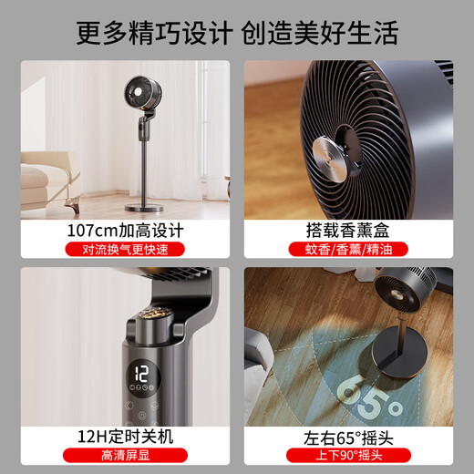 Westinghouse air circulation fan negative ion purification floor fan home bedroom desktop vertical electric fan energy-saving turbine large air volume convection ventilation fan shaking head voice remote control electric fan gun gray flagship model negative ion + 5D air supply + smart voice + aromatherapy box