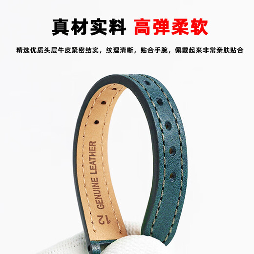 Zhuo Lei is adapted to COACH PARK small green watch 14503534/3894 women's small size notch leather watch strap blue-rose gold buckle interface width: 12mm