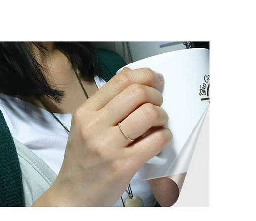 Mi Ling Korea imported pure 14K gold ring small ring smooth simple twist ring ring ring joint two-finger ring spot twist rod ring No. 17