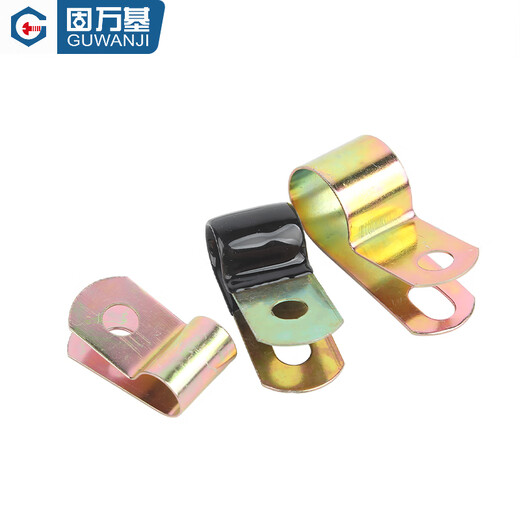 Guwanji iron galvanized single tube clamp Q686F4 dip plastic R-type spring oil pipe clamp line card fixing wire metal clip iron color zinc-D12 (10 pieces)