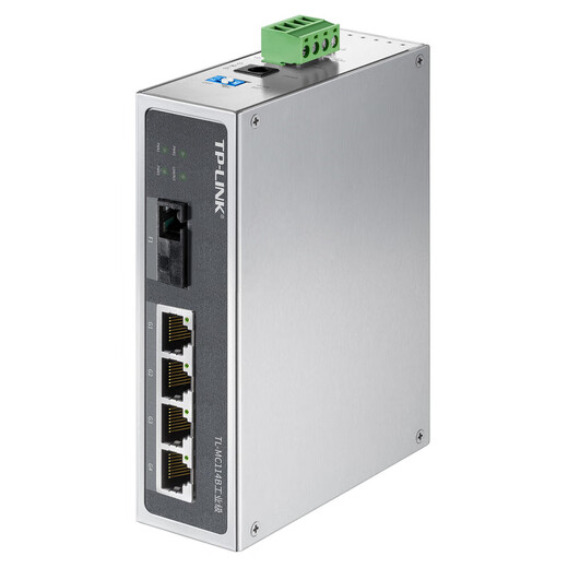 Pulian (TP-LINK) Industrial grade single-mode single fiber optical fiber transceiver SC interface photoelectric converter 20 kilometers IP30 protection DIN rail wall mounting TL-MC114B industrial grade 100M 1 optical 4 electrical one price