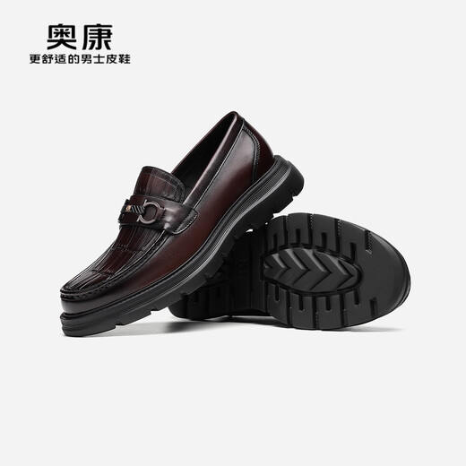 
Aocon official men's shoes 2024 autumn new stone pattern casual leather shoes horse buckle comfortable loafers shopping mall same style brown 6241614069 38