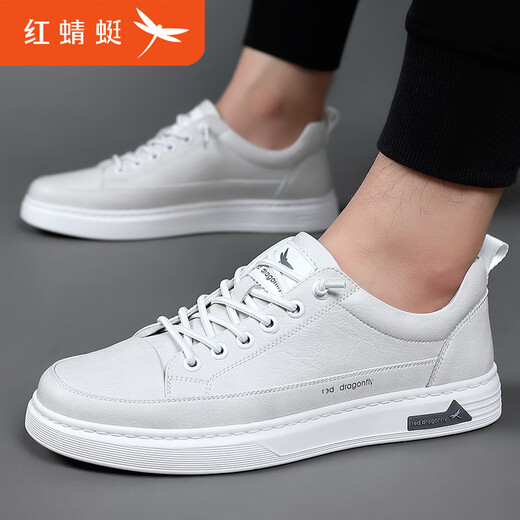 Red Dragonfly Men's Shoes Autumn New Fashion Genuine Leather Shoes Trendy Versatile Sports Casual Shoes Men's Slip-on Breathable Leather Shoes C02251667 Black 40 Standard Leather Shoe Size - Such as sports shoes wearing 41 and shooting 40