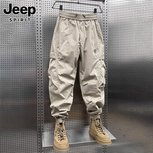 Jeep (Jeep) Arbeitskleidung Casual Hosen für Männer Frühling und Herbst Neue Anti-Falten-Lose Haren Binding Hosen Trendy Herren-Kleidung 6191 Khaki 2xl [141-160jin [Jin gleich 0,5 kg]]]