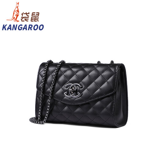 Kangaroo (KANGAROO) Good things to buy Diamond chain small bag women's autumn and winter black shoulder crossbody bag 2025 new black large size 23*16*8.5