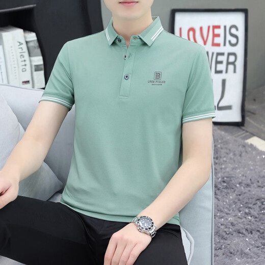 
zzang/ins light luxury high-end brand short-sleeved POLO shirt men's summer new T-shirt loose lapel business casual top A12356 Skylark gray 2XL (recommended 145-165Jin [Jin equals 0.5 kg])