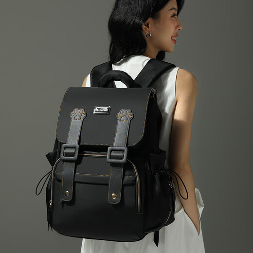 MECROWD妈咪包双肩包2025大容量大功能妈妈外出轻便背奶包手提母婴包 黑色