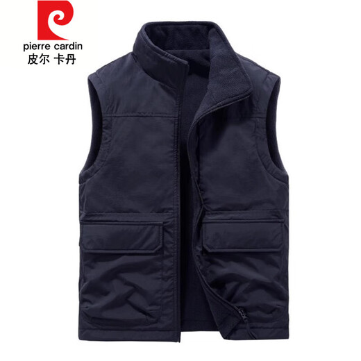 Pierre Cardin vest autumn and winter outdoor men's double-sided velvet thickened multi-pocket casual and fashionable dad style vest workwear Khaki 8770 short velvet double-sided autumn and winter style M 80-110Jin Jin is equal to 0.5 kg