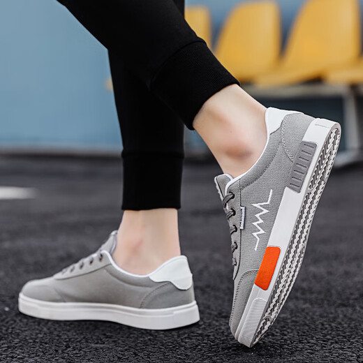 Wang Zhibu (Wangzhibu) Schuhe Herren 2025 Neue Herren -Leinwandschuhe koreanische Stil Sportloser Schuhe Male Studenten personalisierte bequeme Schuhe 6636 Grau und Weiß 40