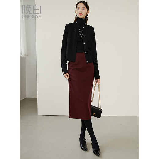 Late white off-size clearance 2025 autumn and winter fashionable casual sweater solid color slimming sequined sweater for women black S