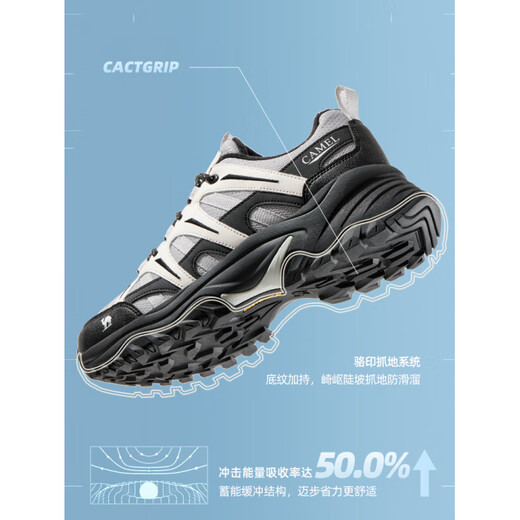 Camel outdoor hiking shoes for men 2025 winter new non-slip wear-resistant plus velvet warm cotton shoes hiking shoes F25C693029R, black and white, women's fast delivery 38