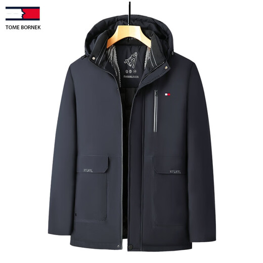 TOMMYBULL American TOMMY Tommy Thickened Men's Cotton Winter Jacket Casual Windproof Warm Cotton Jacket Winter Cotton Jacket Men's Navy 185/2XL (Recommended 150-175Jin Jin equals 0.5 kg)