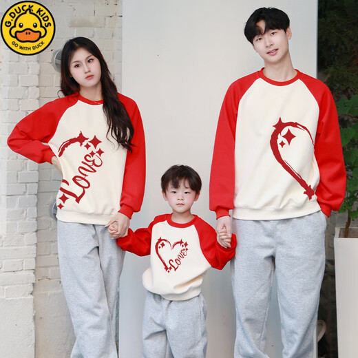 G.duck New Year shirt parent-child wear for a family of three or four sweatshirts red 2026 new Year of the Horse animal year family New Year greetings clothes burgundy 185 dad 2XL