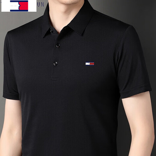 Tommy Hee Kelly Store Oficial Oficial de la marca American Tommy Summer Summer Camiseta de manga corta Men a la altura de la solapa de mediana edad de la marca de ropa de polo de la marca insignia de la marca del bluez de la calidad 17088 recomendada 115135Jin [Jin equivale a 0.5 kg]