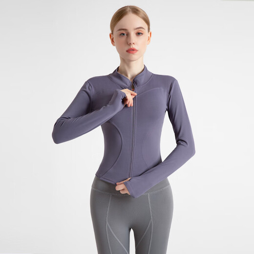 LULUUVTTOH Yoga Wear Suit Women's Sports Peach Hip Pants Running Jacket Quick-drying Breathable Pilates Training Fitness Four-Piece Set Four-Piece Set Gray Lake Blue Short Sleeve + Whale Blue L