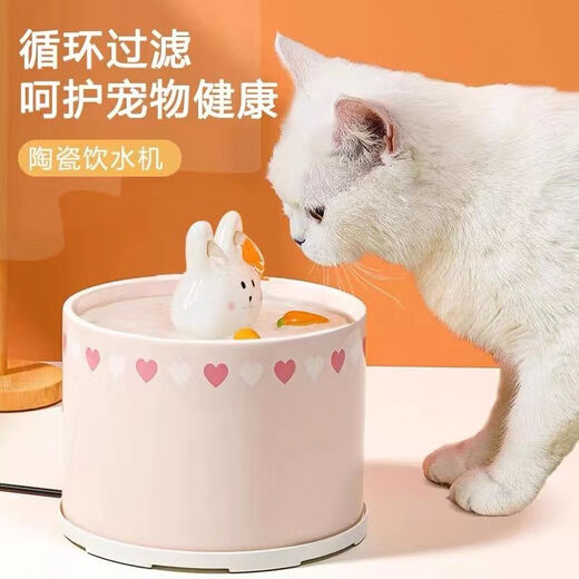 Rafxin's latest ceramic pet cat and dog water fountain, automatic constant temperature, intelligent cycle water feeding, cartoon cat bowl, charging swimming cat (large size)