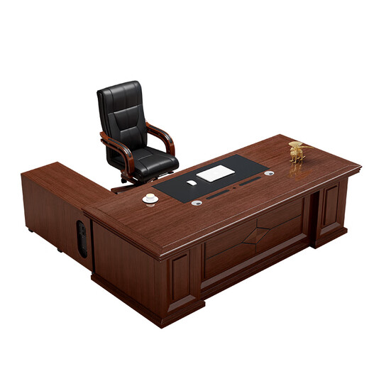 Cosenger desk boss desk simple modern executive desk Chinese style executive manager table 1.8 meters office desk and chair combination boss table + double side cabinet + chair 2.0 meters