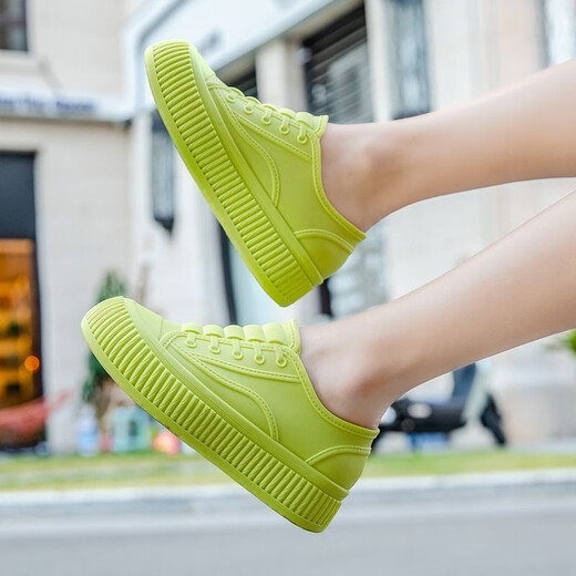 淇丝蔓时尚雨鞋女士低帮内增高防水鞋浅口耐磨厚底短筒防滑雨靴厨房胶鞋 粉色单鞋【标准码】无棉 36