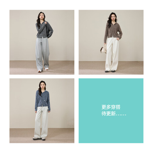 ESE-Y Yiyang hooded knitted cardigan for women 2025 winter new loose slimming double zipper soft waxy thickened sweater jacket floral gray M