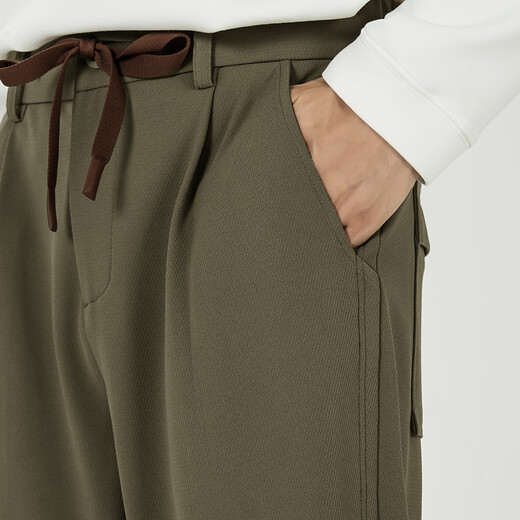 MARKLESS casual pants men's autumn and winter hanging easy-to-maintain smart pants four-sided elastic versatile simple trousers 4855 apricot green 30