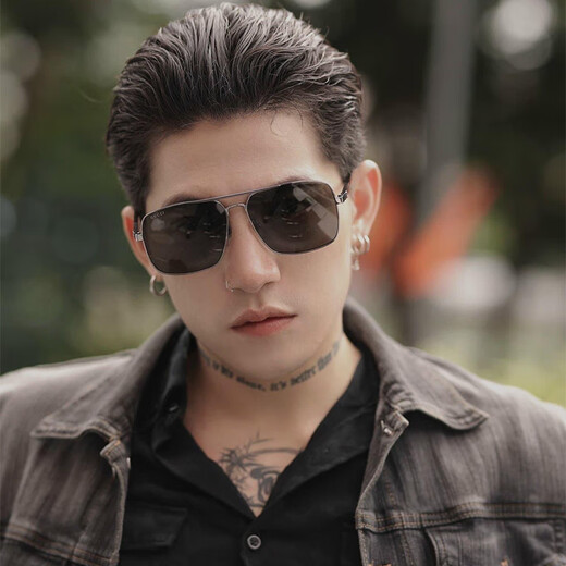Gucci (Gucci) Gafas de sol Hombres GG1289S Fashion cuadrado Gran marco de metal Sunshade de gafas de sol piloto de viga doble Hombres 001 Hoja negra/gris de pistola