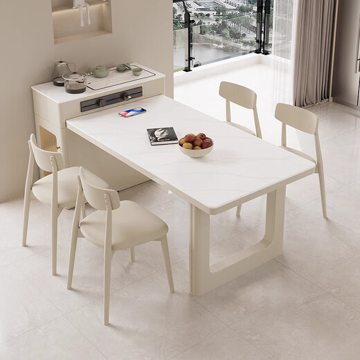 Xiyahao island dining table integrated retractable household dining table and chair combination modern simple small apartment inverted dining table flat style island dining table 140cm slide rail socket