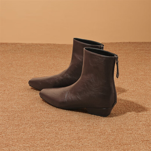 Daphne Short Boots Women's Low Heel Ankle Boots 2025 New Versatile Autumn British Style Autumn and Winter Women's Boots Brown 38 (240mm) Standard Size