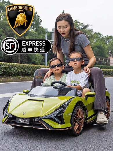 
Star Lulamborghini children's electric car four-wheeled car two-seater toy car can be seated for adults with remote control baby stroller. Painted blue four-wheel drive + MP4 LCD screen + 24V15AH leather seat + adult seat + soft wheel + remote control + swing