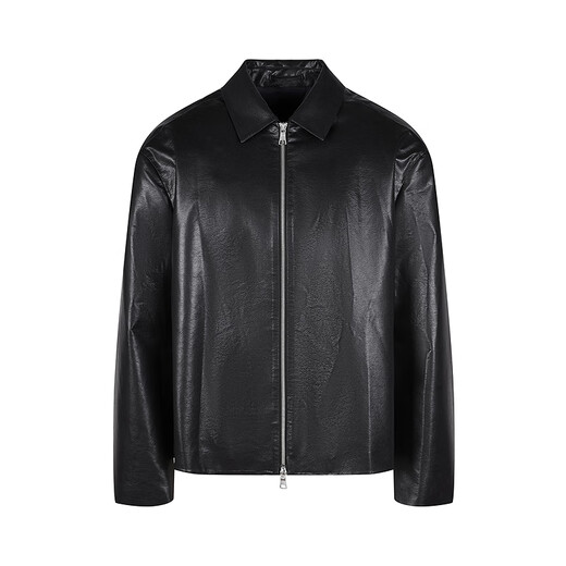 Sketch men's 2025 spring new arrival short eco-friendly imitation leather jacket leather coat long-sleeved avant-garde lapel 9P1A14910 001 black S