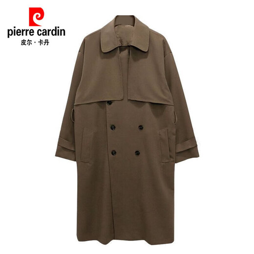 皮尔卡丹（pierre cardin）新款风衣男中长款韩版春秋季潮流宽松过膝大衣英伦风外套男2024 浅棕色【复合】 加厚 XL