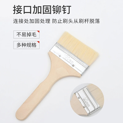 Paint Brush Wool Brush Premium Wooden Handle Long Handle Soft Brush Non-shedding Milky Paint Paint Brush Tool Household 2 Inch + 3 Inch + 4 Inch - 3 in total