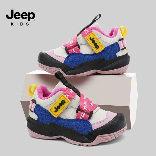 JEEP2025 new autumn and winter plus velvet second cotton lightweight soft sole running and hiking shoes for boys and girls Meihong 36