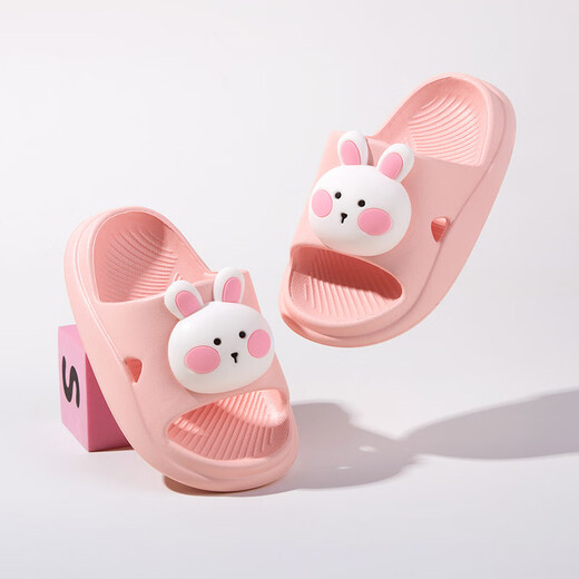 Fawn Milli 2024 Summer Round Head Animal Slippers Pink Single Layer Rabbit Inner Length 14cm