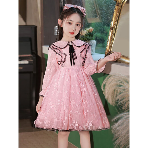 Hwhhe diseñador marca ropa para niños niñas vestidos de manga corta princesa vestido de princesa verano nuevo estilo de ropa de niña de la niña falda 2601 color de champán 150 cm