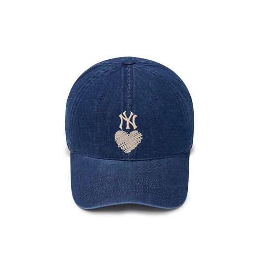 MLB men's and women's couple baseball caps, fashionable and versatile, loving denim soft-top sun hat CPH02 New York Yankees/Indigo Blue, One Size