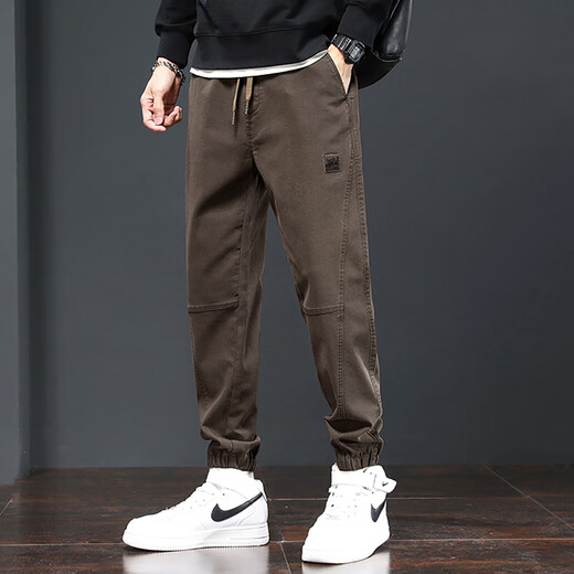 Jüdische Casualhose Herren Frühling und Herbst Neue trendige Marke Arbeit Kleidung Lose Harem Hosen Bindungen Füße Sport lang Hosen Männer 689 Kamel M.