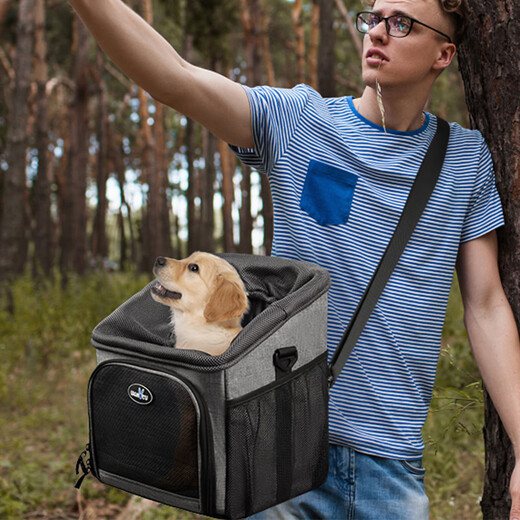 wakytu单肩大容量自行车载宠物包 透气猫包外出骑行车头包单车便携狗包 宠物包可挂车头/绑后座/可背可提