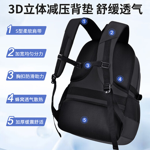 Di Shuai 2025 New Middle School School Bag Boys Junior High School Students High School Super Large Capacity Backpack Men's Burden Reduction Spine Protection Men's Pure Black (Free Lightning Bear) Large Size (Suitable for Junior High School Students/High School Students)