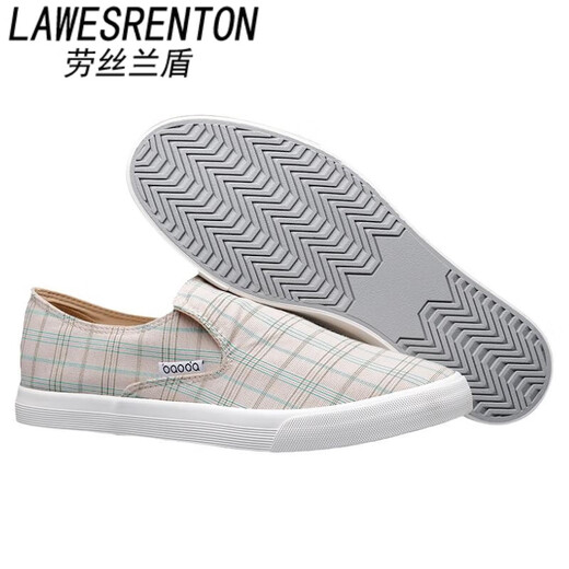 Lawesrenton Herrenschuhe Sommer atmungsaktiven Ein-Fuß-Plaidschuhen Herren Top Trendy Old Peking Canvas Schuhe Lazy Casual Schuhe Khaki Grey Canvas 39