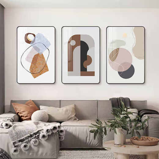 
Huaixue modern simple living room decoration painting Nordic abstract sofa background wall hanging painting high-end touching figure triptych painting mural JD13553 30*40/30*40/30*40 Textured oil canvas pvc black edge