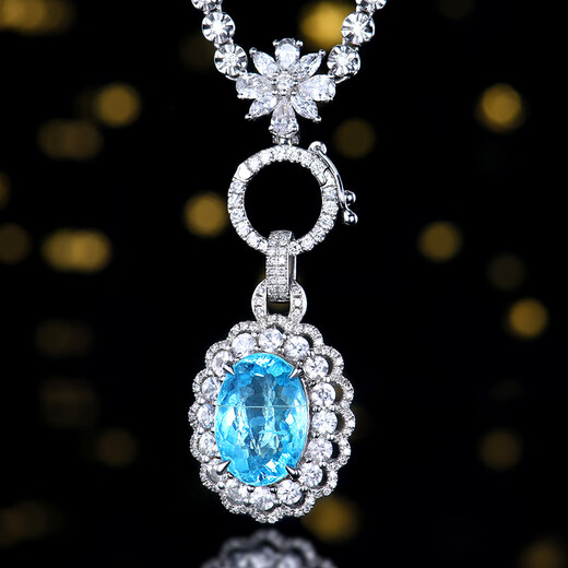BOGLIA natural Paraiba necklace for women 18k gold 3.85 carat pendant set with diamond and white sapphire birthday gift Paraiba gemstone necklace 3.85 carat