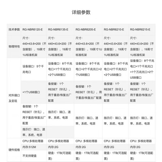 锐捷睿易RG-NBR6120-E 6135 6125 6205 6215 6210-E V2网关路由 R RG-NBR6205-EV2(带机500)全新