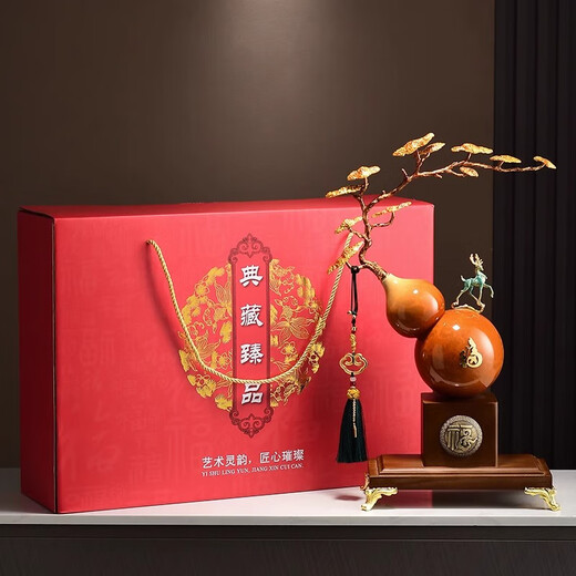 赟娅事事如意柿子新中式客厅酒柜摆件轻奢办公室高档装饰乔迁新居礼品 福禄连绵【含礼盒】