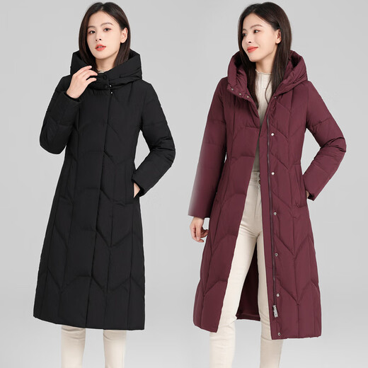 娂娂羽绒服女长款过膝冬季加厚长款2024新款修身时尚白鸭绒妈妈外套 [高端正版服+米灰色]9896 M 建议90-105斤