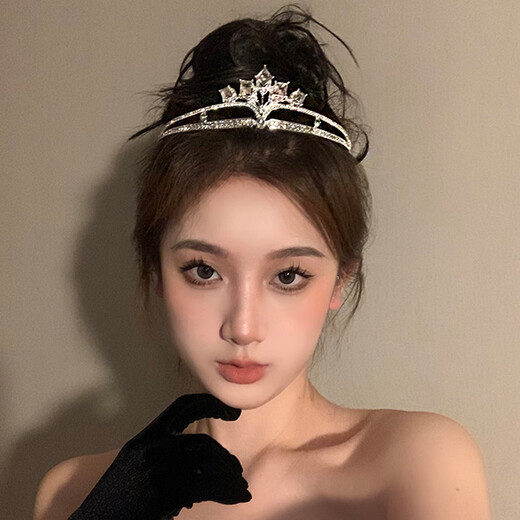 Bai Qixin crown tiara female 18-year-old crown hair accessories high-end princess bride proposal and certificate wedding accessories birthday gift large water drop crystal crown