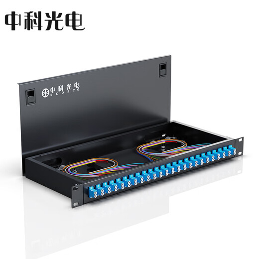 中科光电 光纤终端盒24口48芯光纤配线架 光缆接续盒接线熔纤盒LC单模满配尾纤法兰 机架式 ZK-GXH-48LC-SM