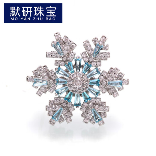 MOYAN Snowflake Brooch Women's Exquisite Rotating Snowflake Pin Niche Design Corsage Suit Accessories Silver White Rotating Snow Crystal A25-209